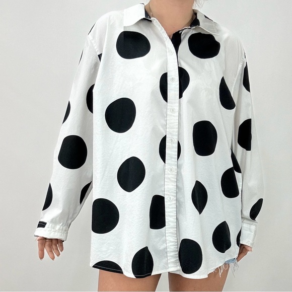 Lane Bryant Polka Dot Button Down Shirt - Picture 2 of 5